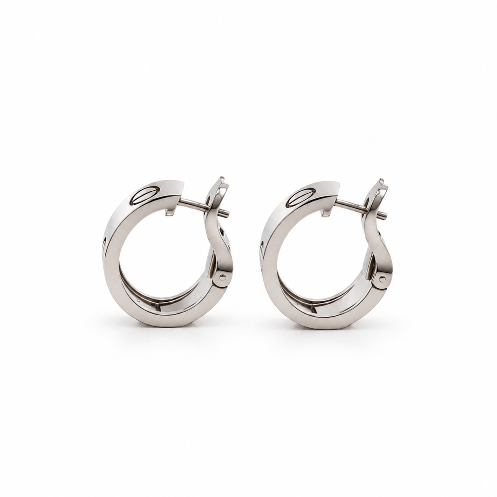 Cartier - Boucles d’oreilles Créoles - LOVE - Or blanc