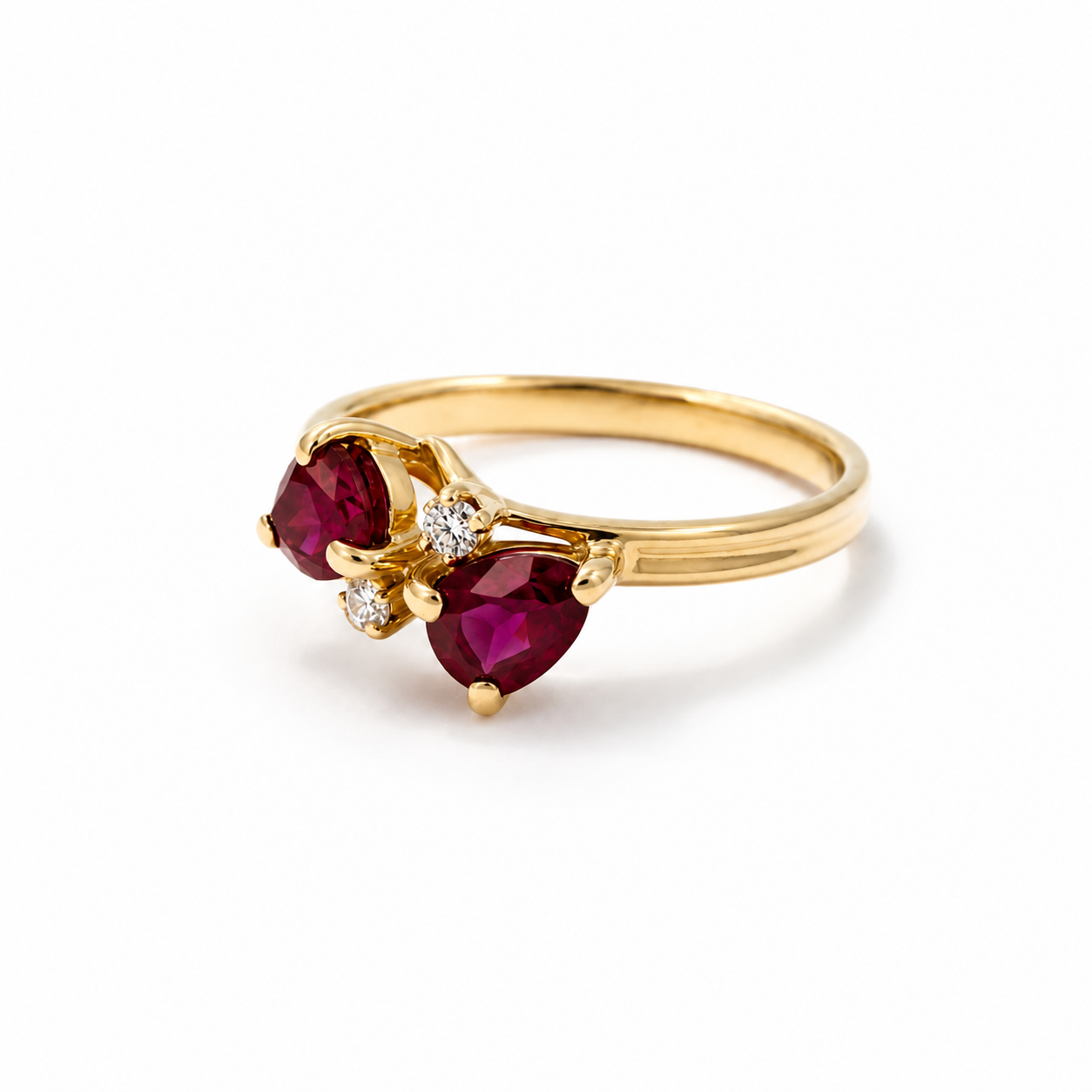 Bague Toi & Moi - Or Jaune - Rubis et Diamants