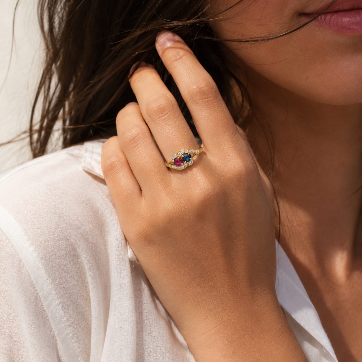 Ring - Yellow Gold - Sapphire, Ruby and Diamonds