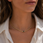 Collier - Or jaune - Saphir et diamants