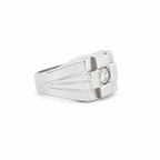 Chevalière Or blanc - Diamant 0,30 carat