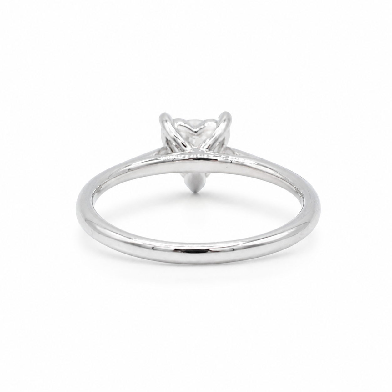 Bague Solitaire - Diamant Coeur - Or blanc