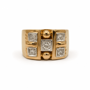 Bague Tank - Or Rose et Diamants