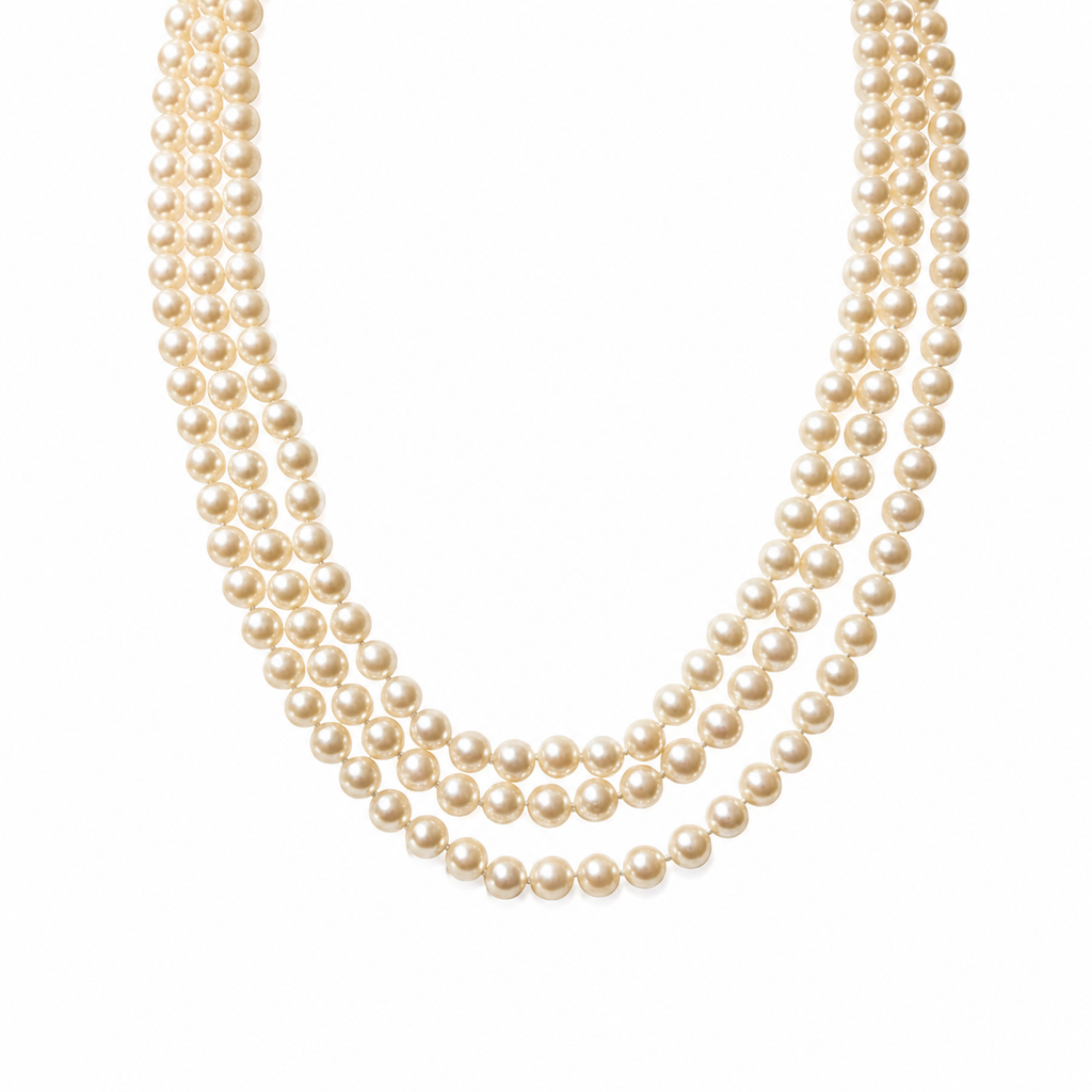 Collier Perles de culture- 3 rangs - Fermoir Or blanc
