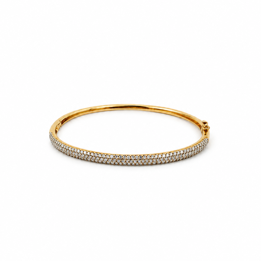Bracelet Jonc semi pavé Or jaune et diamants