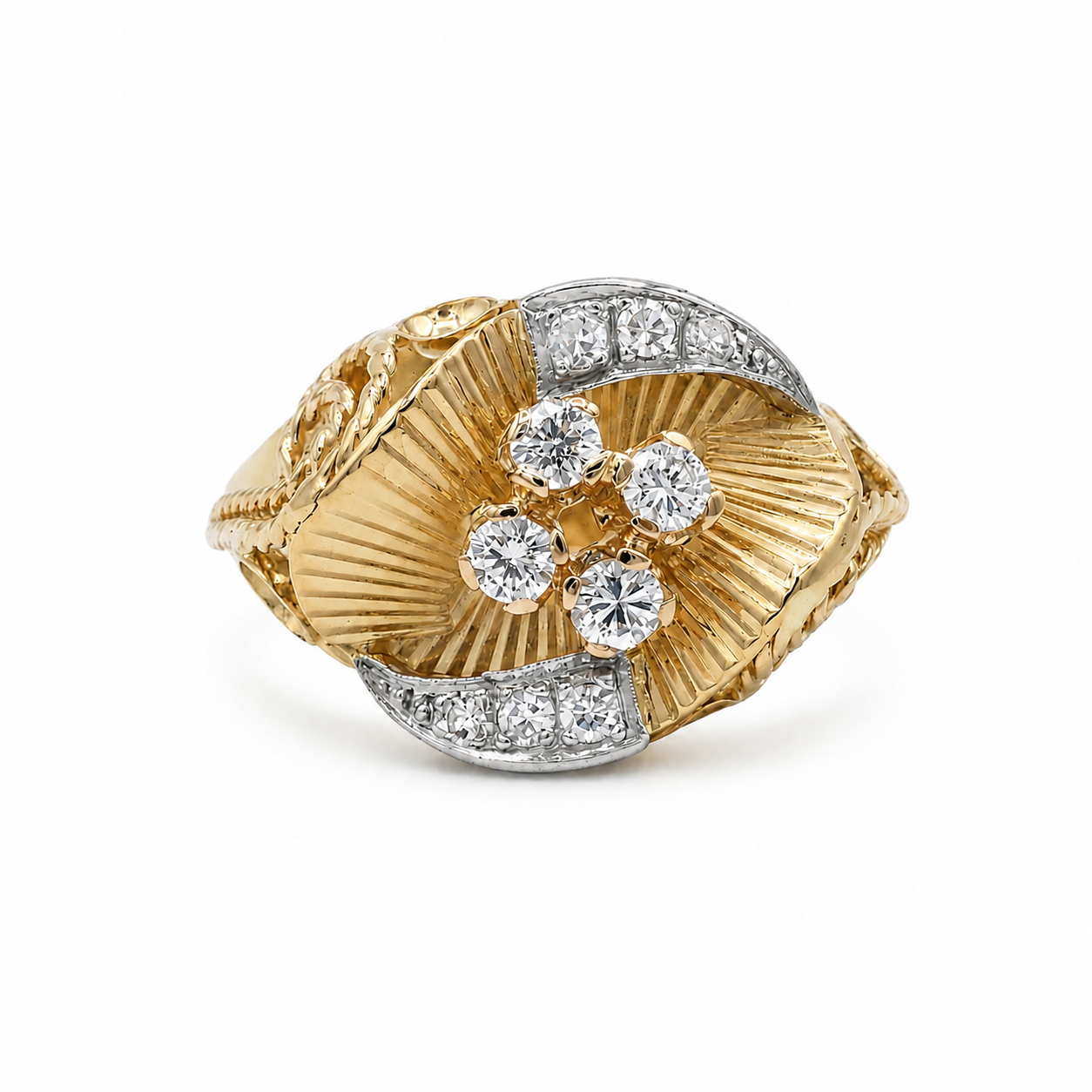 Bague Vintage - Or jaune et blanc - Diamants 0,60 carat