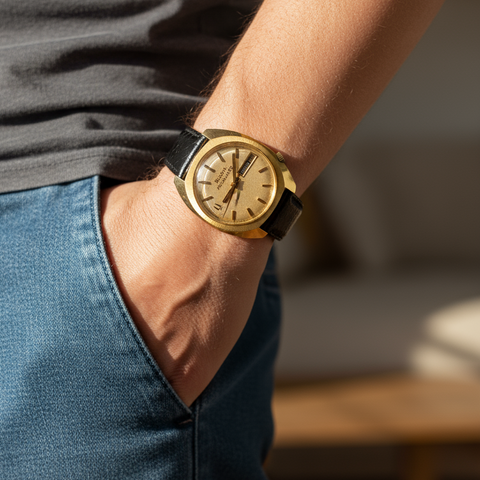 Vintage Bulova Accuquartz - Montre Homme - Or jaune - Année 70