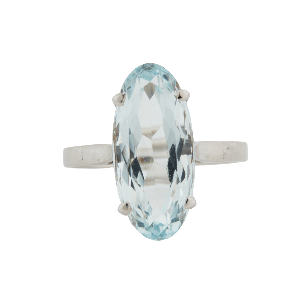 Bague Or Blanc - Aigue Marine