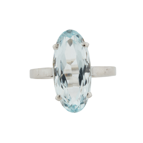 Bague Or Blanc - Aigue Marine