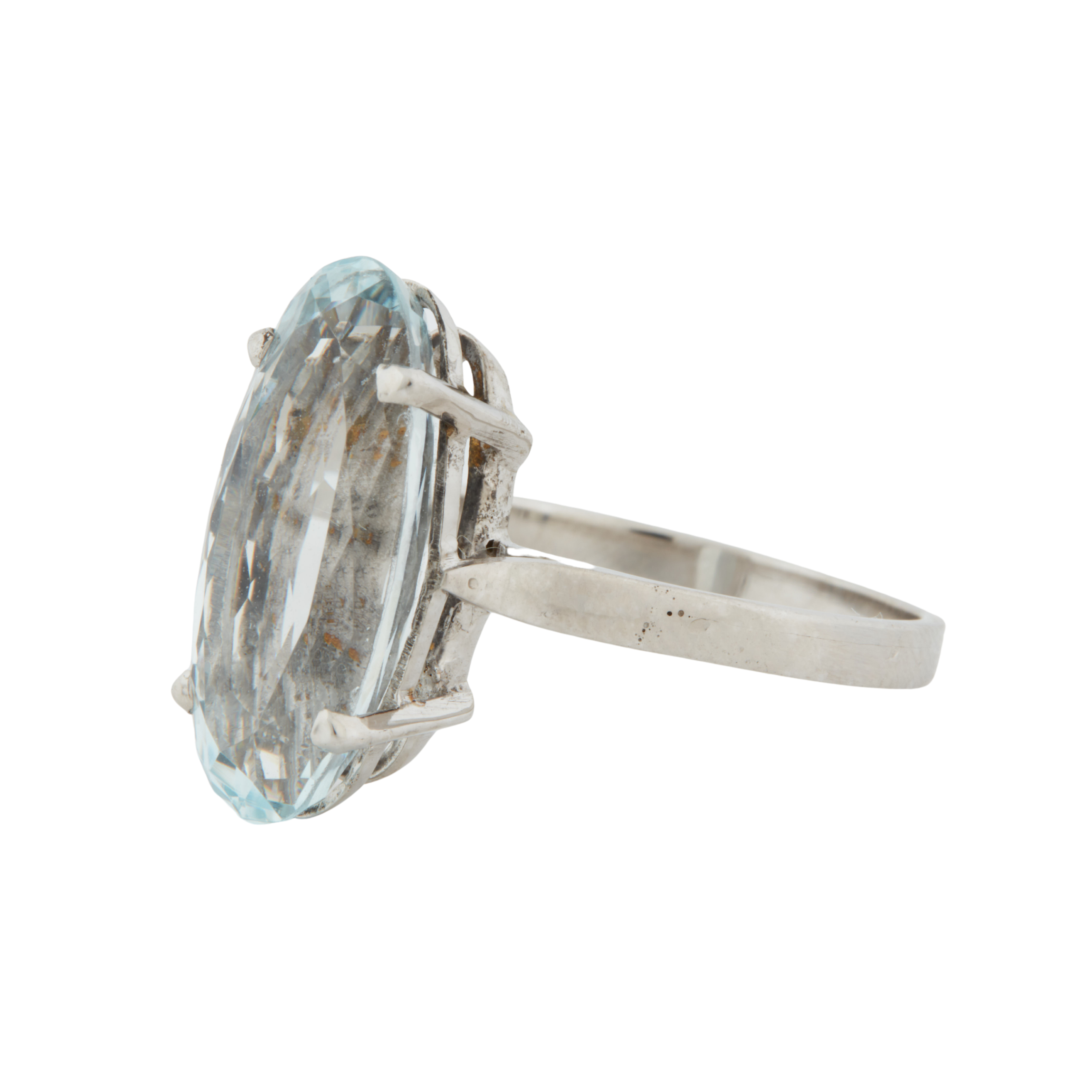 Bague Or Blanc - Aigue Marine