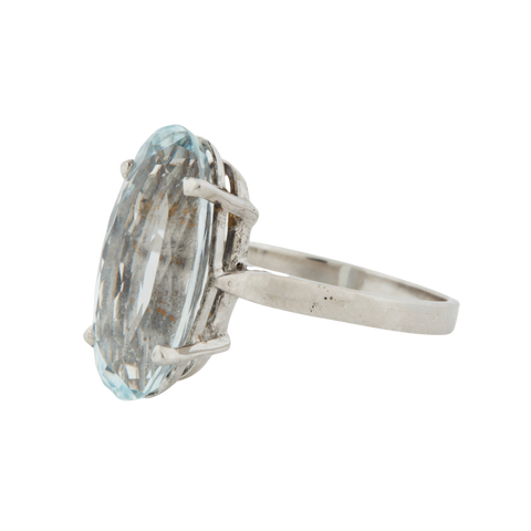 Bague Or Blanc - Aigue Marine