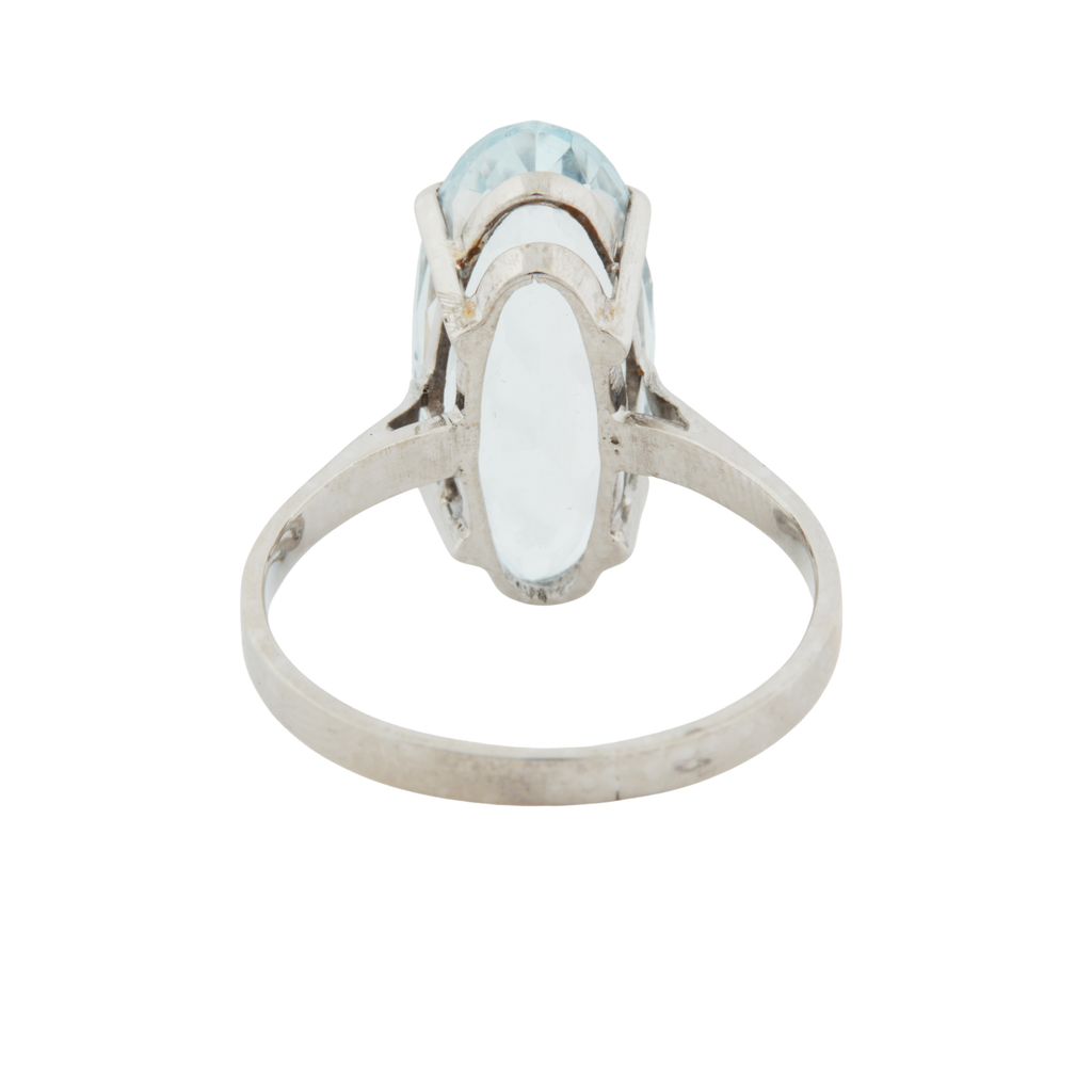 Bague Or Blanc - Aigue Marine