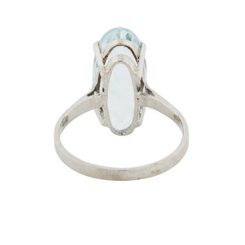 Bague Or Blanc - Aigue Marine