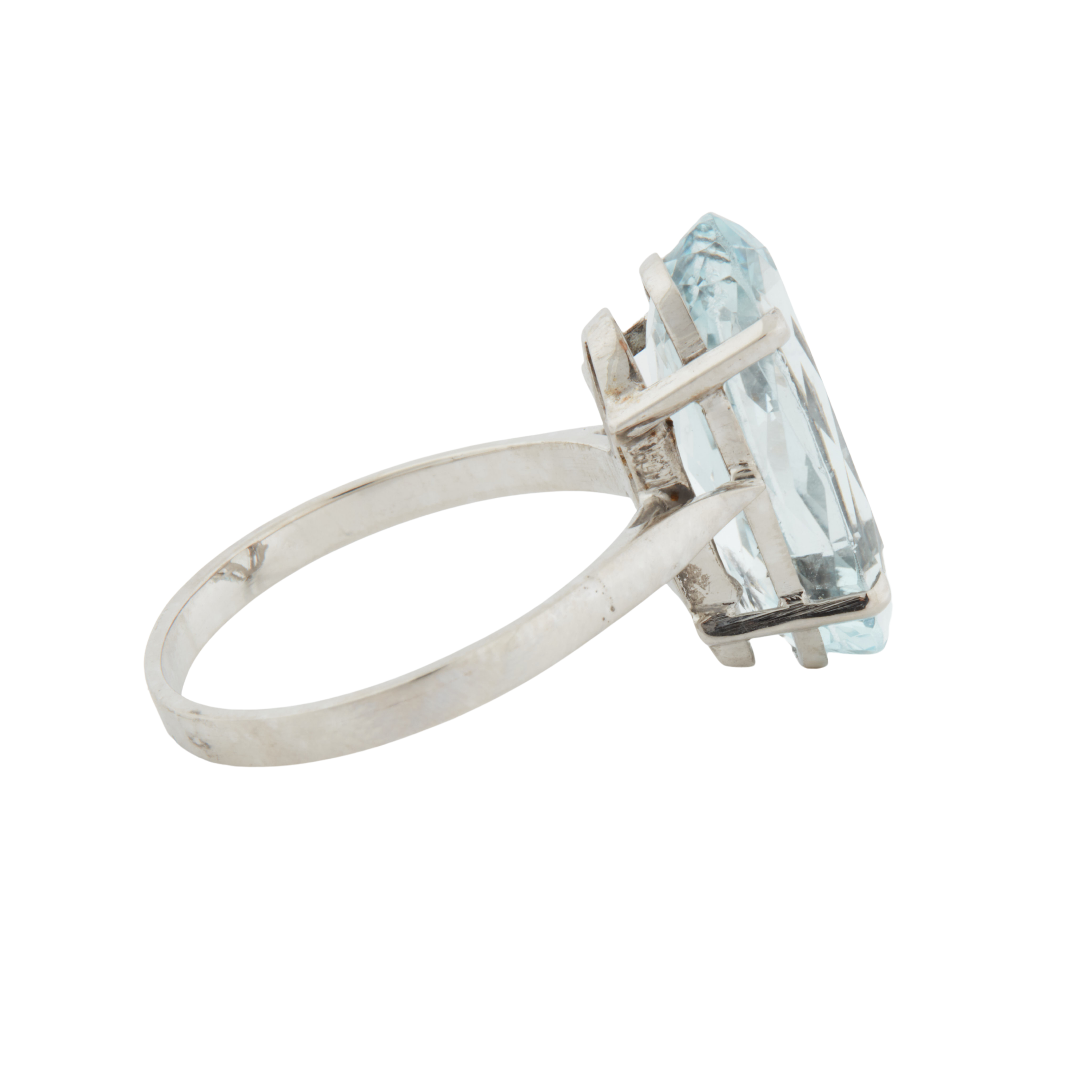 Bague Or Blanc - Aigue Marine