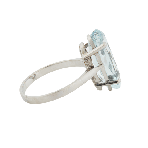 Bague Or Blanc - Aigue Marine