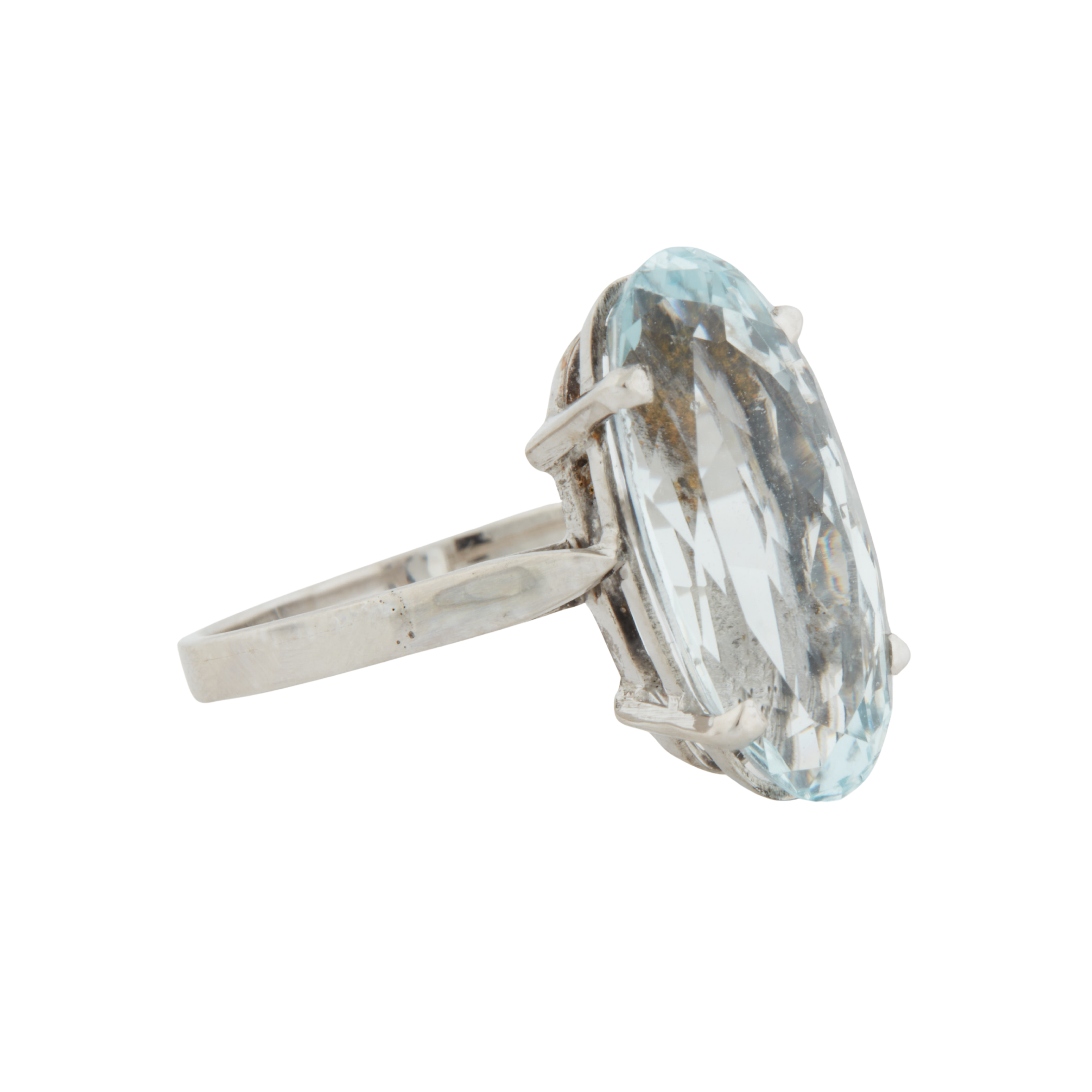 Bague Or Blanc - Aigue Marine