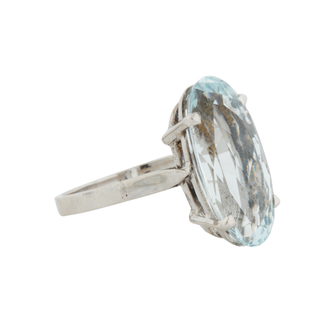 Bague Or Blanc - Aigue Marine