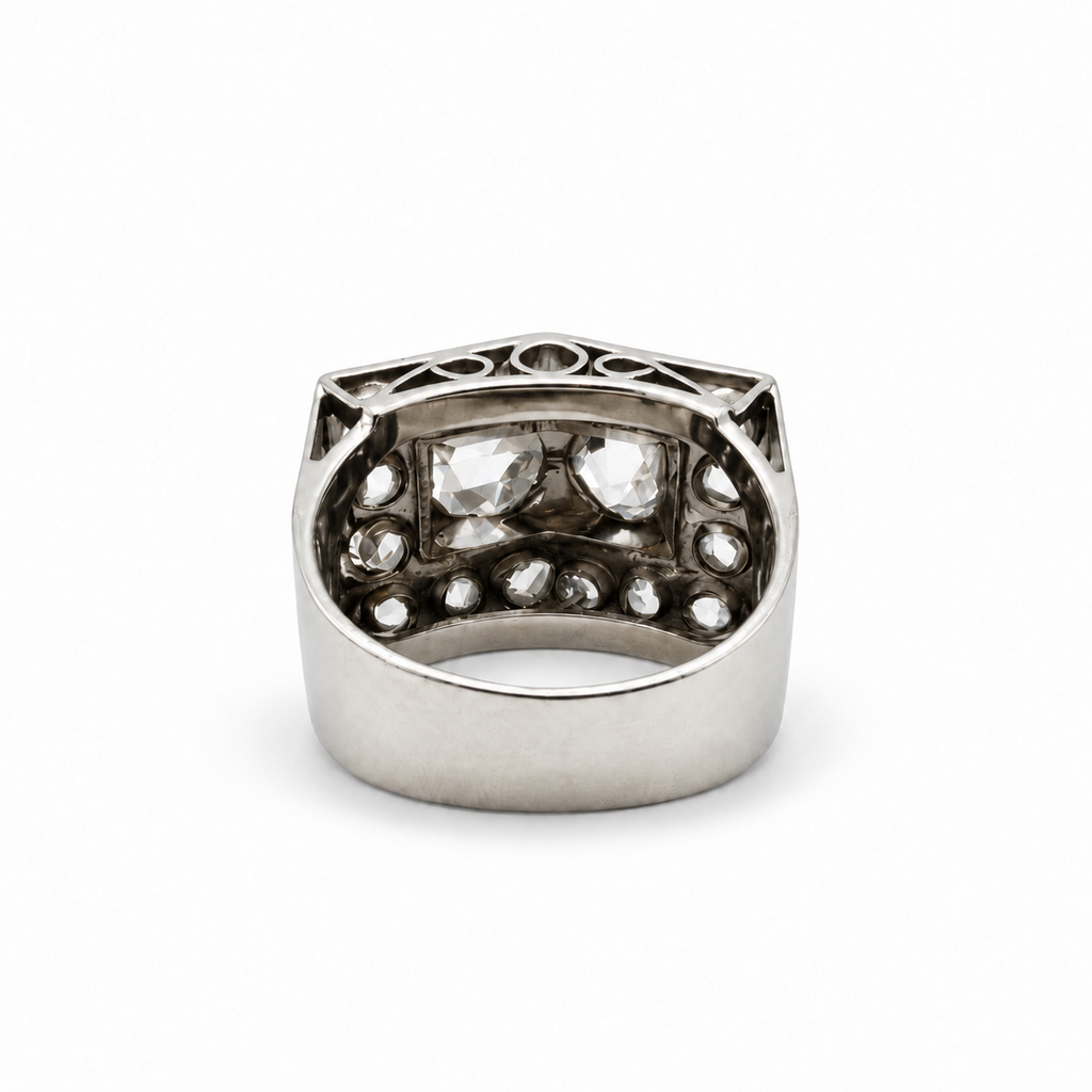 Bague Tank Or blanc et Diamants