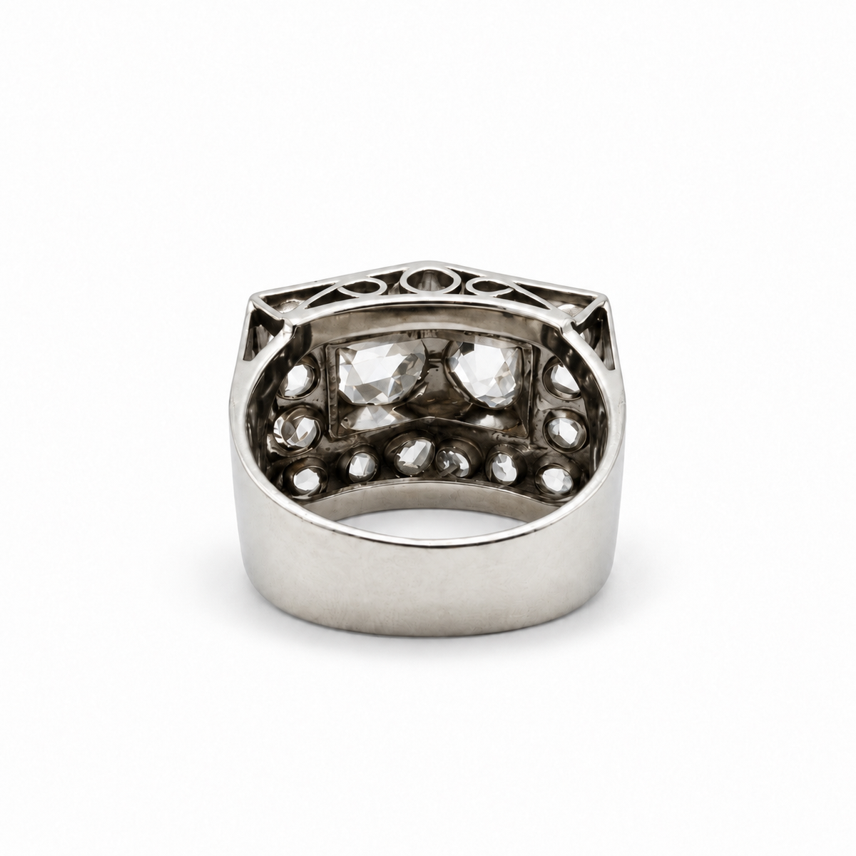 Bague Tank Or blanc et Diamants