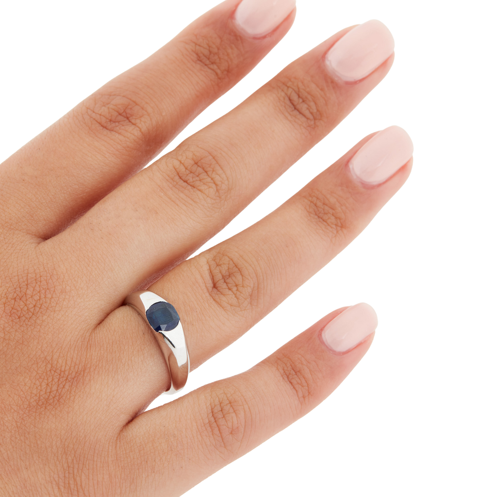 Bague Or Blanc - Saphir