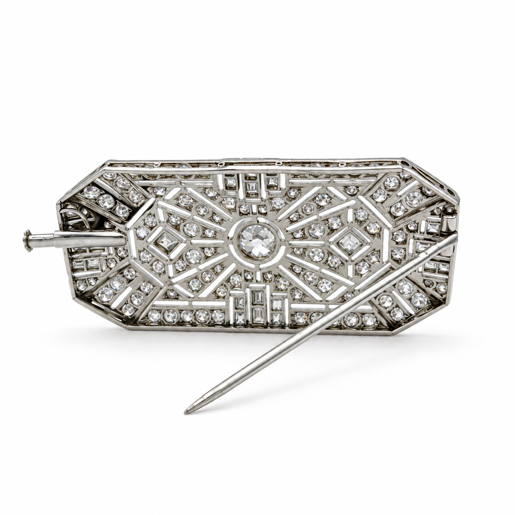 Broche Platine Art déco Diamants 4 carats