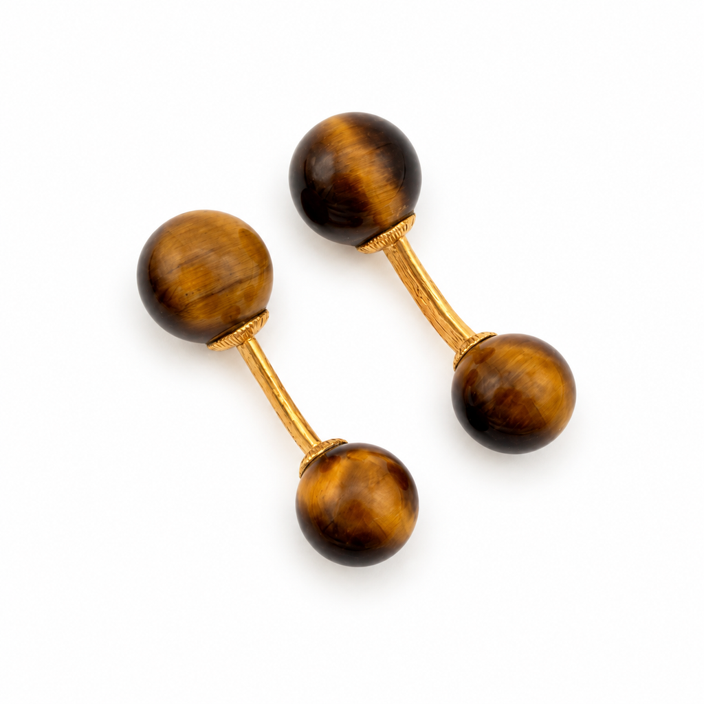 Boutons de manchette Or jaune œil de tigre