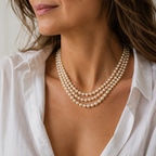 Collier Perles de culture- 3 rangs - Fermoir Or blanc