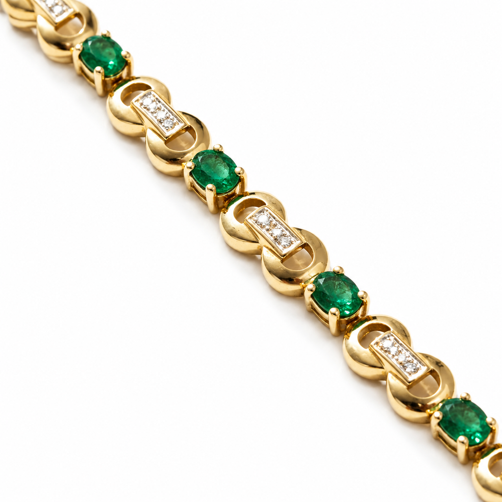 Bracelet Or jaune - Émeraudes et Diamants