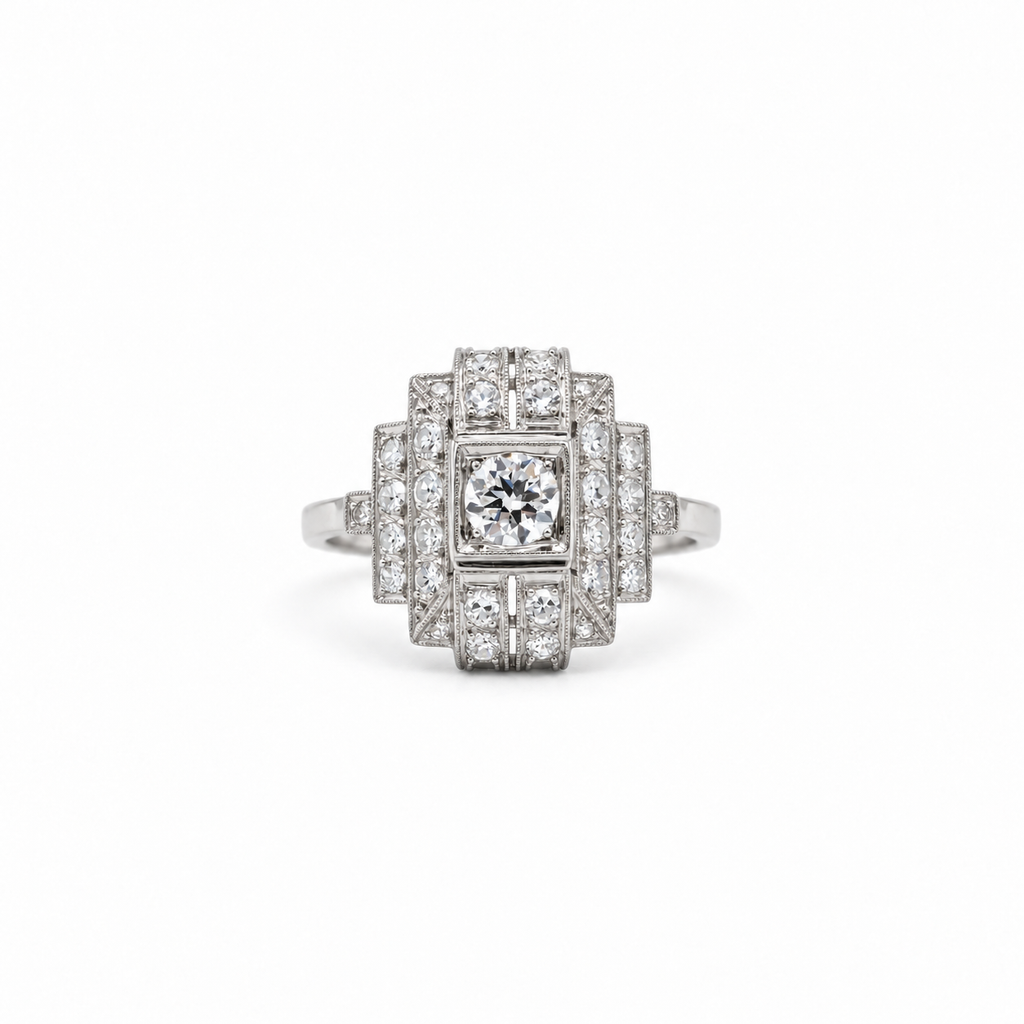 Art déco - Bague Platine et diamants