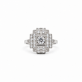 Art déco - Bague Platine et diamants