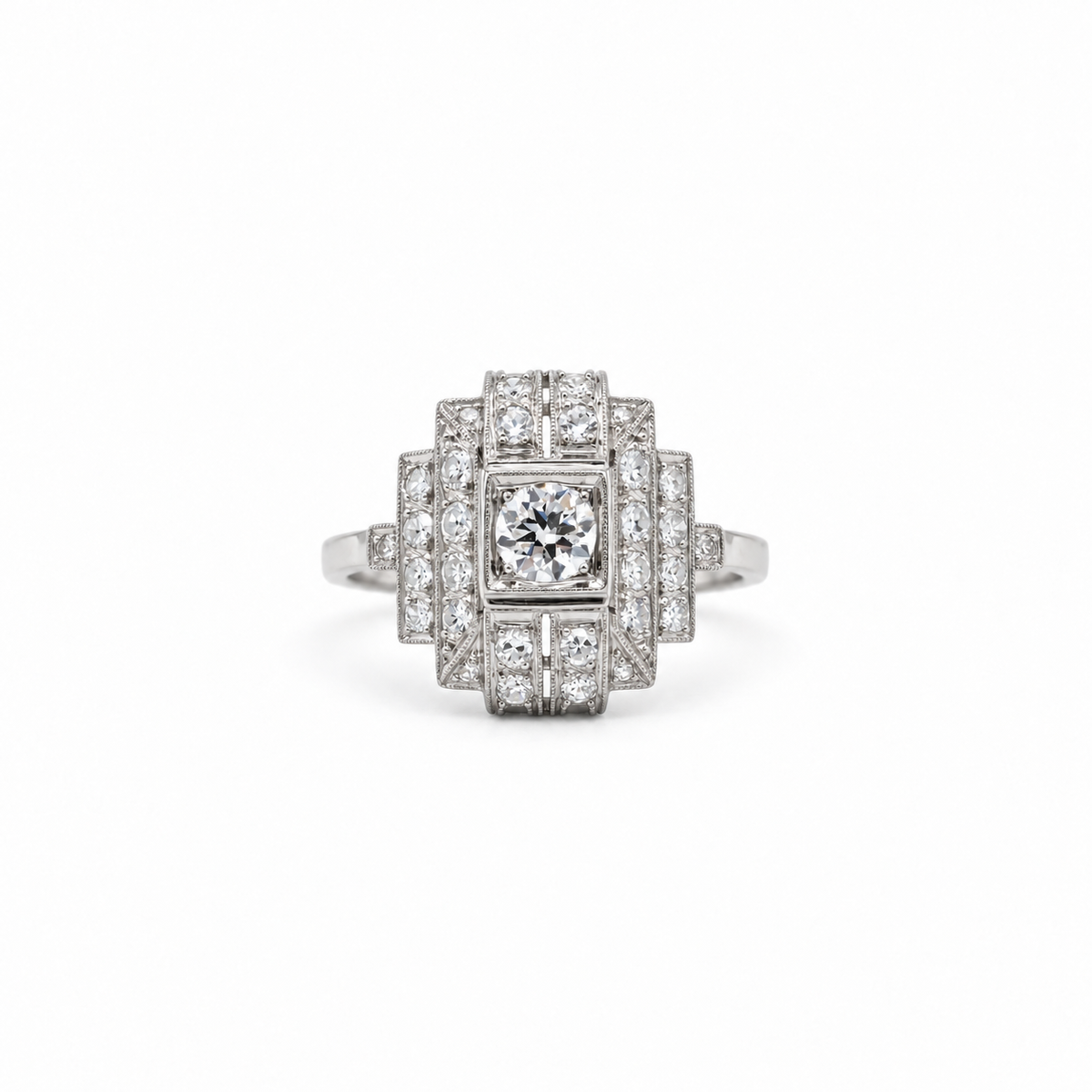 Art déco - Bague Platine et diamants