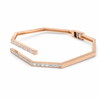 Bracelet Jonc - Or rosé et diamants baguette