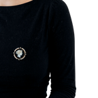 Broche Ancienne camée porte souvenir en or jaune et perles