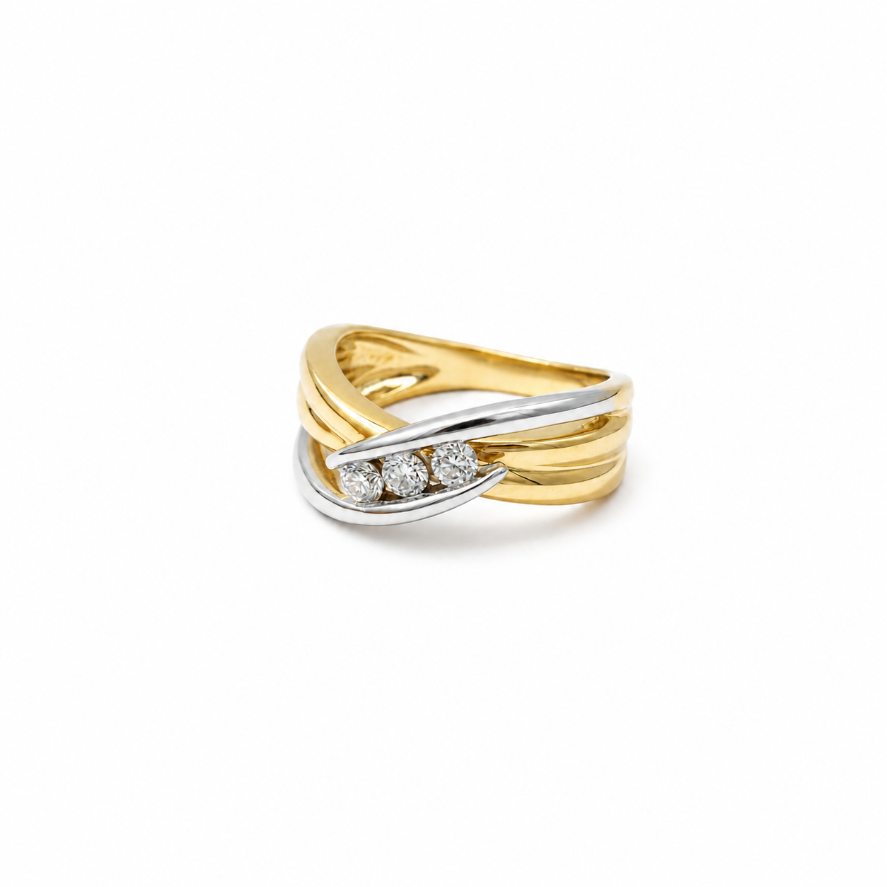 Two-tone gold ring - Diamond trilogy