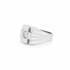 Chevalière Or blanc - Diamant 0,30 carat