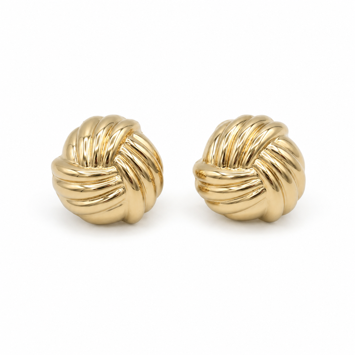Boucles d’oreilles - Or jaune - Noeud godronné