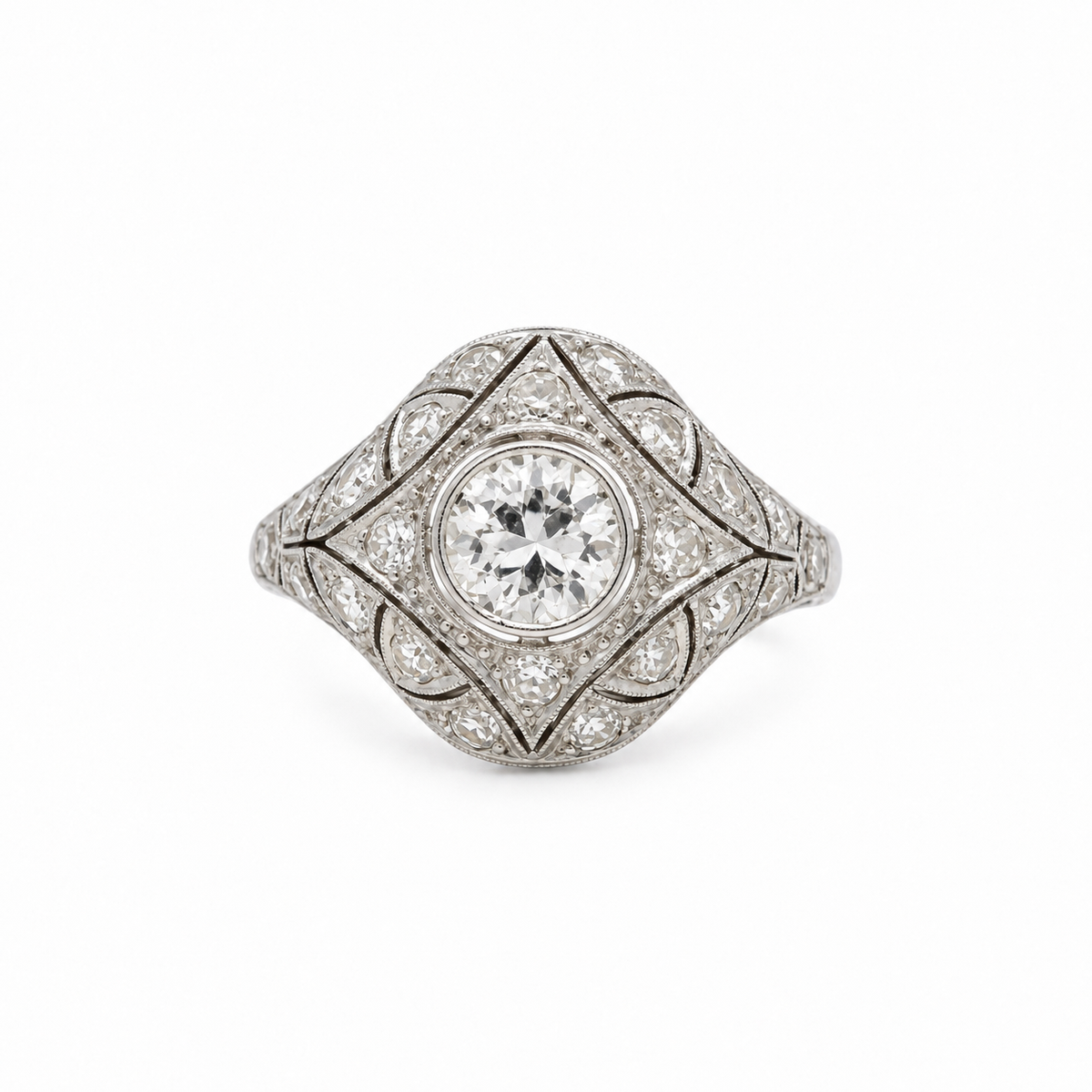 Art Déco - Bague Platine - Diamants 1,30 carats