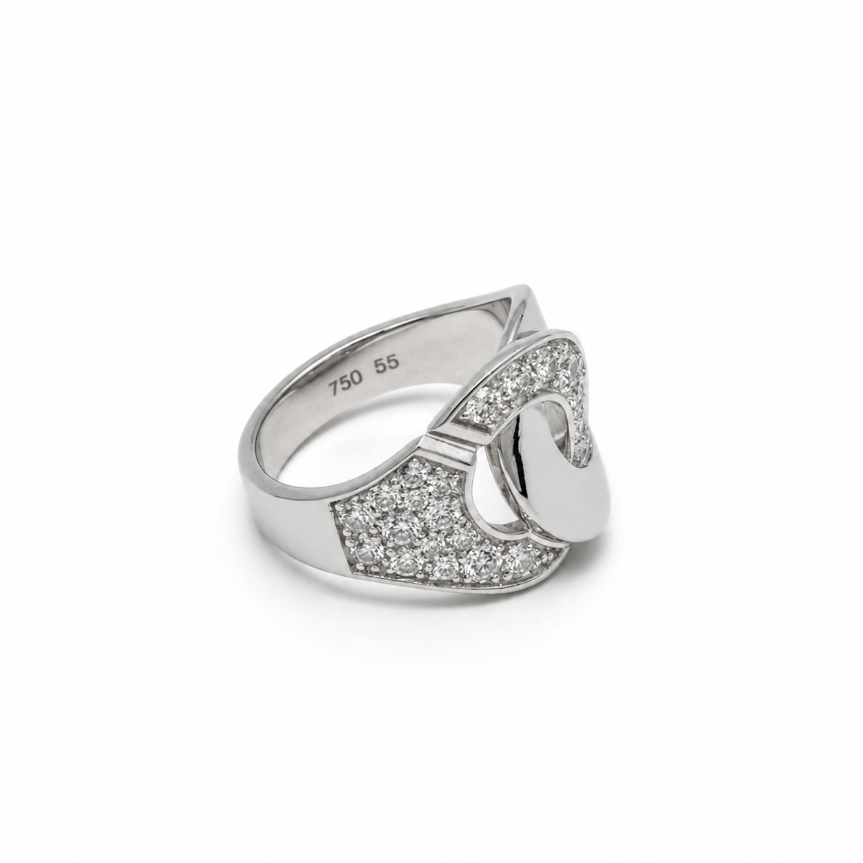 Dinh Van - Large Handcuff Ring - White Gold and Diamonds