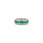 Bague bandeau - Emeraudes et diamants
