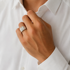 Chevalière Or blanc - Diamant 0,30 carat