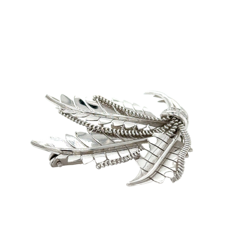 White Gold - Diamonds Sorted Foliage Brooch