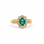 Bague Marguerite - Or jaune - Emeraude et Diamants