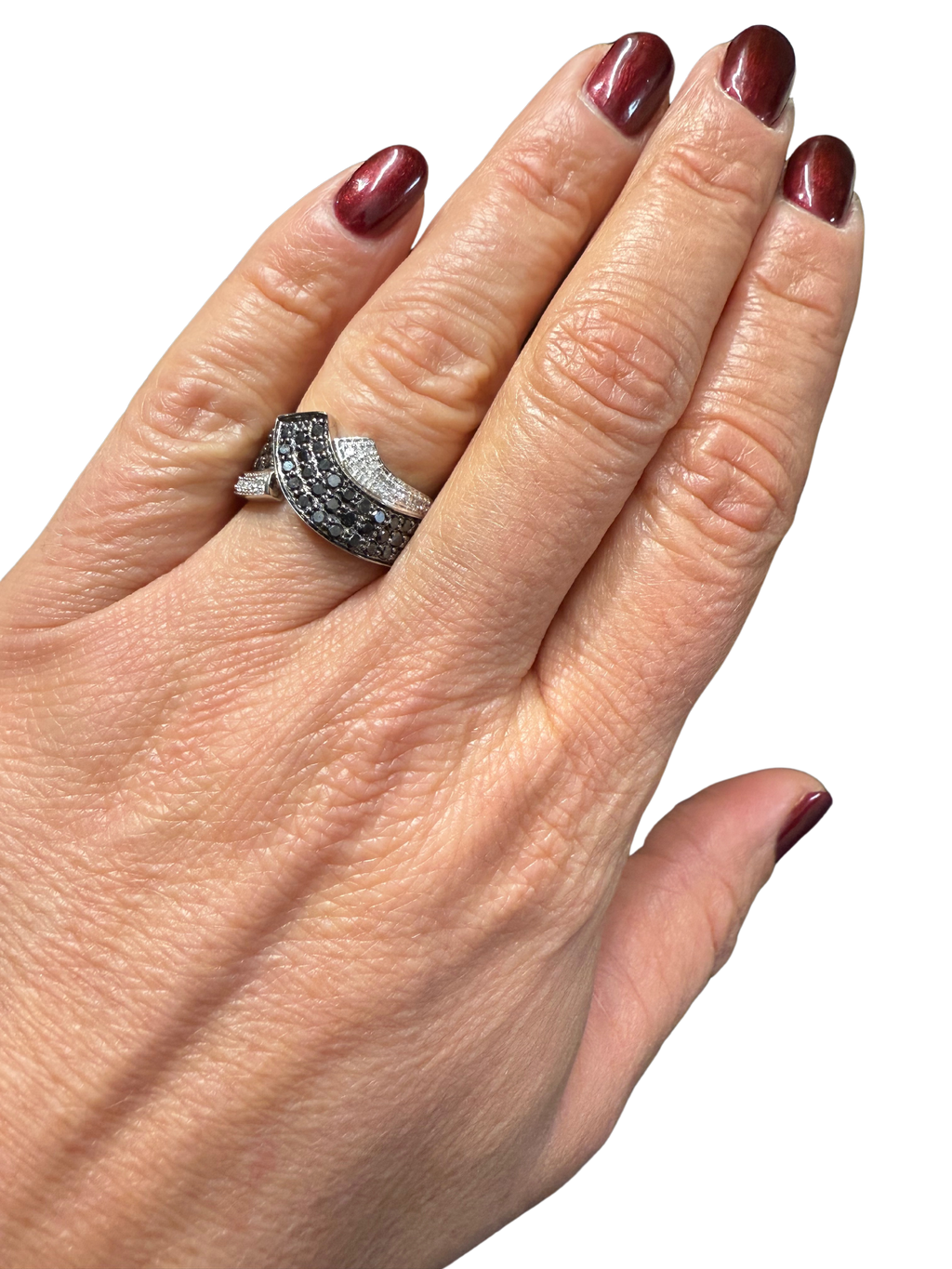 Bague Or blanc - diamants Noir et blanc