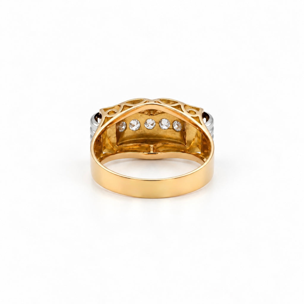 Bague Tank Or rosé et or blanc - Diamants