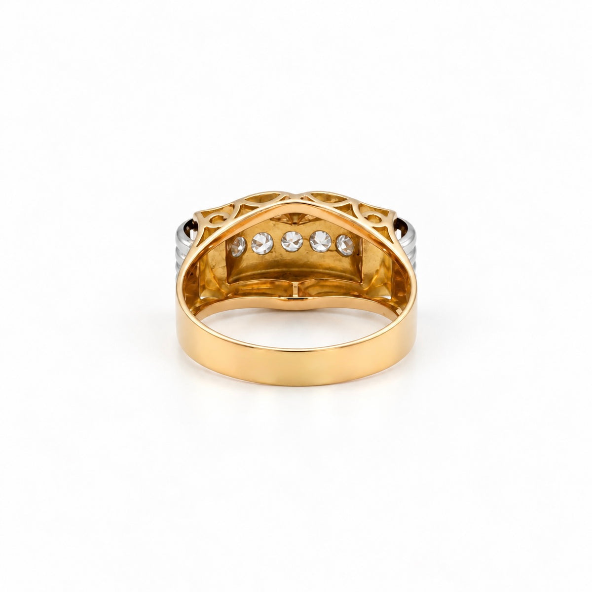 Bague Tank Or rosé et or blanc - Diamants
