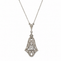Art Déco - Collier Pendentif - Or blanc et Diamants