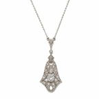 Art Déco - Collier Pendentif - Or blanc et Diamants