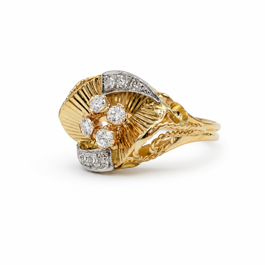 Bague Vintage - Or jaune et blanc - Diamants 0,60 carat