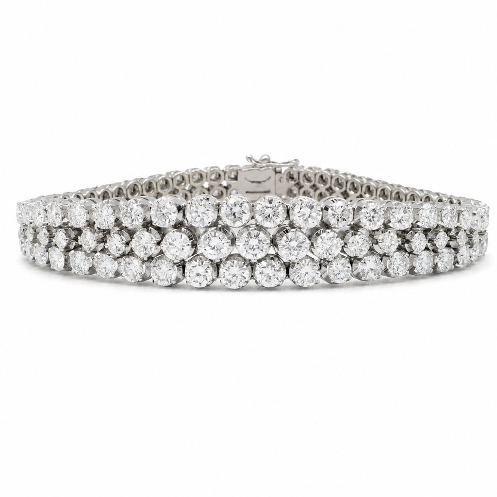 Bracelet Or blanc - Diamants 10 carats - 1970