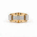Bague Tank Or rosé et or blanc - Diamants